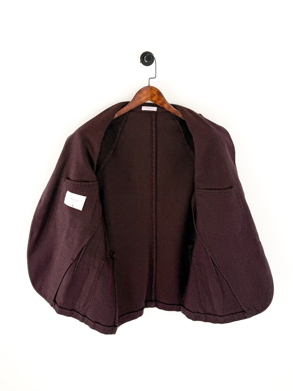 NEW Boglioli K Jacket Textured Blazer Cotton Sport Coat Men's 38R Black Maroon - Picture 10 of 16